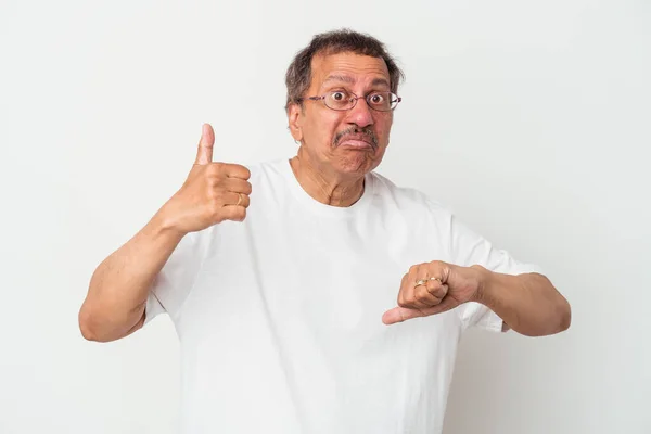 Middle Aged Indian Man Isolated White Background Showing Thumbs Thumbs — 图库照片