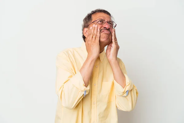 Middle Aged Indian Man Isolated White Background Whining Crying Disconsolately —  Fotos de Stock