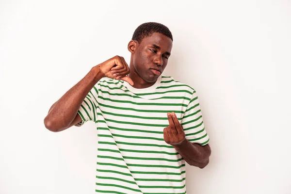 Young African American Man Isolated White Background Showing She Has — Stock Photo, Image