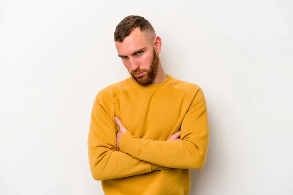 Jonge Blanke Man Geïsoleerd Witte Achtergrond Die Zich Verveelt Vermoeid — Stockfoto