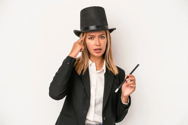 Young Caucasian Wizard Woman Holding Wand Isolated White Background Showing — Stockfoto