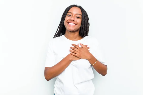 Beyaz Arka Planda Izole Edilmiş Genç Afrikalı Amerikalı Kadın Dost — Stok fotoğraf