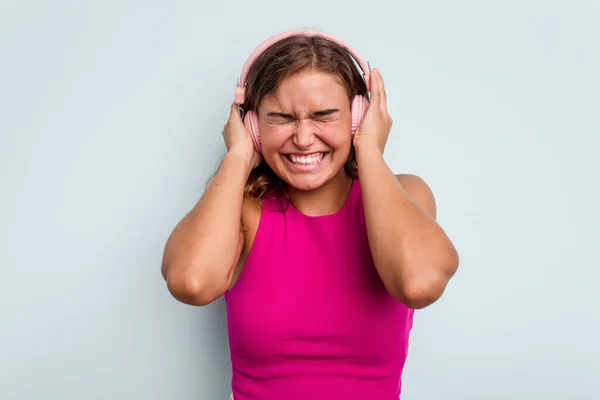 Covering Ears Hands — Stock Photo, Image