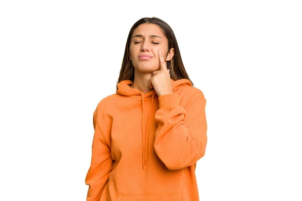 Young Indian Woman Isolated Cutout Removal Background Crying Unhappy Something — Stock Photo, Image