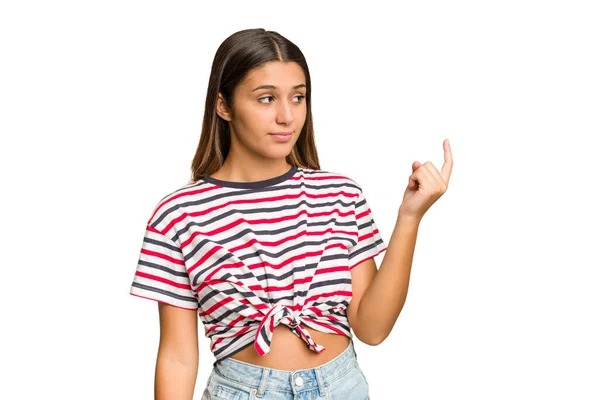 Young Indian Woman Isolated Cutout Removal Background Pointing Finger You — Stock Photo, Image