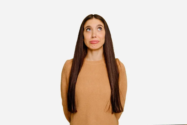 Young Caucasian Long Hair Woman Isolated Shouting Very Angry Rage — Stock Photo, Image