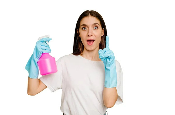 Young Cleaner Woman Isolated Having Idea Inspiration Concept Stock Photo