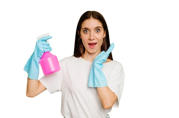 Young Cleaner Woman Isolated Surprised Shocked — Stock Photo, Image