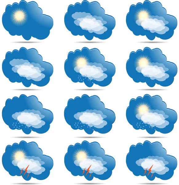 Icônes météorologiques définies comme étiquettes — Image vectorielle