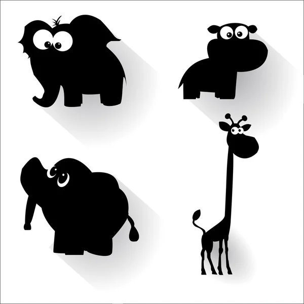 Drôle de dessins animés animaux silhouettes Graphismes Vectoriels