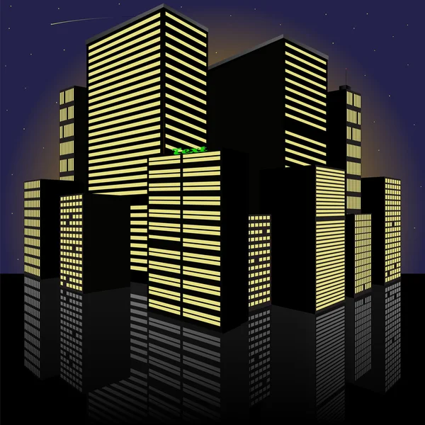 Panoráma města v noci. ve vektoru — Stockový vektor