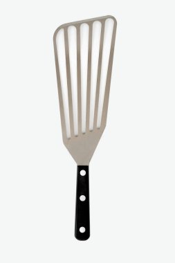 Şef 'in Sağlak Kollu Turner Spatula' sı Siyah Saplı ve Beyaz Arkaplanda