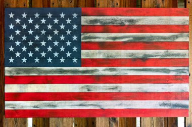 Kömürleşmiş ahşap Amerikan Bayrak Duvarı Dekorasyonu