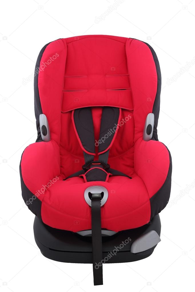 Red toddler car seat on isolated