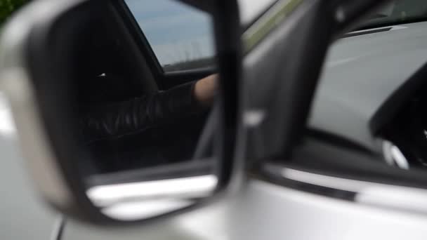 若い韓国人の女の子が車の中に座っている 女の子が車を運転している — ストック動画