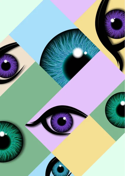 Helles Geometrisches Banner Auge Pupille Sieh Kreatives Design Für Banner — Stockvektor