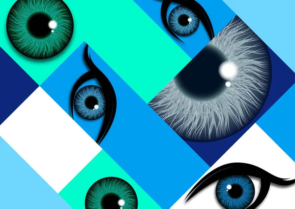 Helles Geometrisches Banner Auge Pupille Sieh Kreatives Design Für Banner — Stockvektor