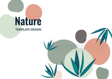 Yaratıcı, üst üste binen şekiller, palmiye yaprakları. Doğal bir ürünü gizlemek için. Kapak, poster, internet, sayfa, sosyal medya, kartpostallar için modaya uygun sanat. Vektör illüstrasyonu