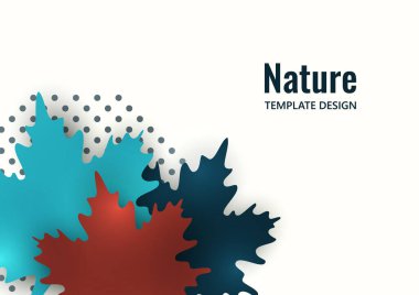 Yaratıcı akçaağaç yaprakları beyaz arka planda kırmızı ve mavi renklerde. Vektör tasarımı illüstrasyonu.