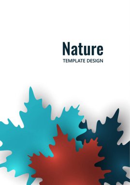 Yaratıcı akçaağaç yaprakları beyaz arka planda kırmızı ve mavi renklerde. Vektör tasarımı illüstrasyonu.