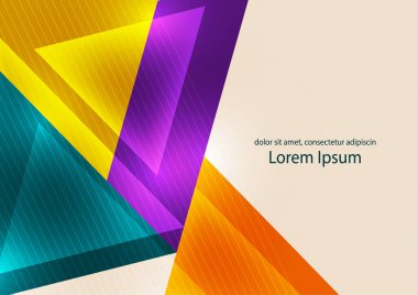 Soyut geometrik arkaplan. Modern çakışan üçgenler. Parlak renkler. İş sunumları, uygulama kapakları ve web sitesi tasarımları için şablon. Vektör illüstrasyonu