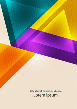 Soyut geometrik arkaplan. Modern çakışan üçgenler. Parlak renkler. İş sunumları, uygulama kapakları ve web sitesi tasarımları için şablon. Vektör illüstrasyonu