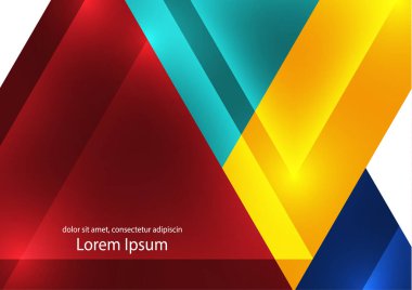 Soyut geometrik arkaplan. Modern çakışan üçgenler. Parlak renkler. İş sunumları, uygulama kapakları ve web sitesi tasarımları için şablon. Vektör illüstrasyonu