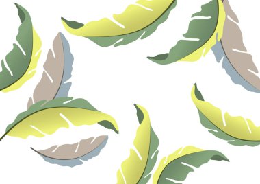 Beyaz arka planda renkli meşe yaprakları, dökülen yapraklar. Tasarımın için yaratıcı bir şablon. Vektör illüstrasyonu