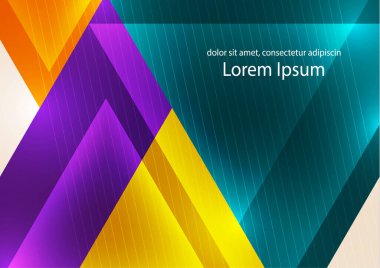 Soyut geometrik arkaplan. Modern çakışan üçgenler. Parlak renkler. İş sunumları, uygulama kapakları ve web sitesi tasarımları için şablon. Vektör illüstrasyonu