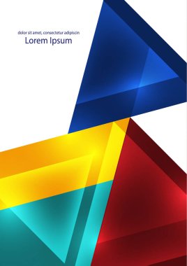 Soyut geometrik arkaplan. Modern çakışan üçgenler. Parlak renkler. İş sunumları, uygulama kapakları ve web sitesi tasarımları için şablon. Vektör illüstrasyonu