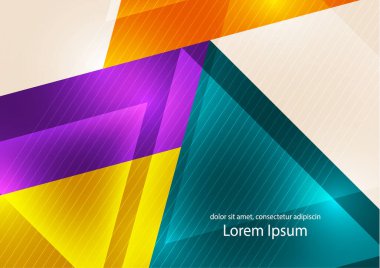 Soyut geometrik arkaplan. Modern çakışan üçgenler. Parlak renkler. İş sunumları, uygulama kapakları ve web sitesi tasarımları için şablon. Vektör illüstrasyonu