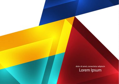 Soyut geometrik arkaplan. Modern çakışan üçgenler. Parlak renkler. İş sunumları, uygulama kapakları ve web sitesi tasarımları için şablon. Vektör illüstrasyonu