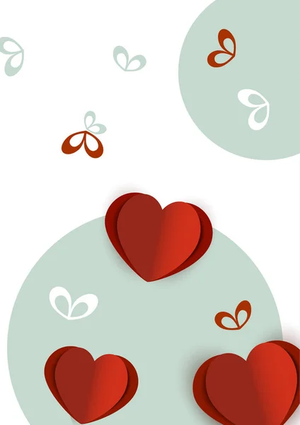 Valentine Hearts Paper Flying Elements White Background Vector Love Symbols — Stock Vector