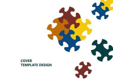 Parlak renk bulmacası, mesaj yeri olan bulmaca. Birlik fikri, takım çalışması fikri. Vektör illüstrasyonu