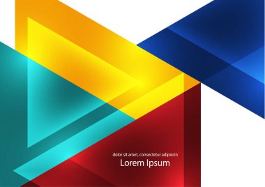 Soyut geometrik arkaplan. Modern çakışan üçgenler. Parlak renkler. İş sunumları, uygulama kapakları ve web sitesi tasarımları için şablon. Vektör illüstrasyonu
