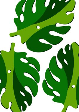 Modern kağıt kesiminde canavar yaprakları. Çok renkli uzuvlar. Reklam ve promosyon için kullanılabilir. Vektör illüstrasyonu