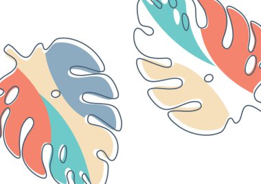 Modern kağıt kesiminde canavar yaprakları. Çok renkli uzuvlar. Reklam ve promosyon için kullanılabilir. Vektör illüstrasyonu