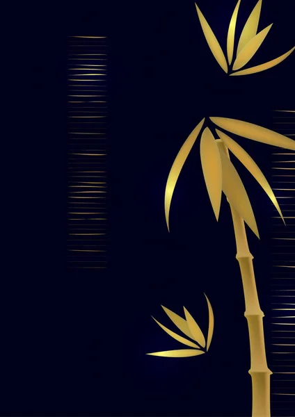 Состав Золотых Листьев Бамбука Дизайне Векторная Иллюстрация — стоковый вектор