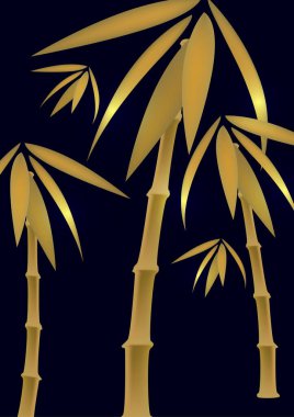 Tasarımda altın bambu yapraklarının bileşimi. Vektör illüstrasyonu