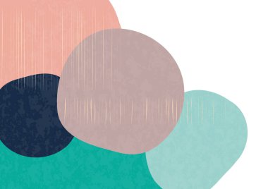 Basit şekilleri ve çizgileri olan minimalist bir sanat posteri. Geometrik tasarım şablonu markalaşma, web afişi, iş dünyası, moda, kumaş üzerine baskı. Vektör illüstrasyonu