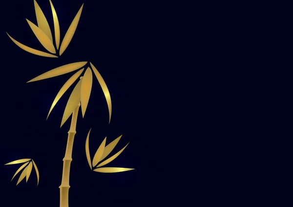 Σύνθεση Από Χρυσά Φύλλα Μπαμπού Σχέδιο Εικονογράφηση Διανύσματος — Διανυσματικό Αρχείο