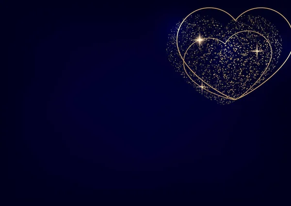 情人节快乐 带着一颗金子般的心 优惠券 横幅模板 爱的光芒 — 图库矢量图片