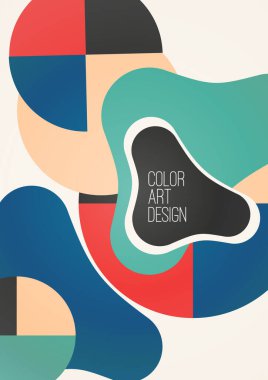 Poster kapağı tasarımı için soyut geometrik arkaplan dokusu. Dairesel ve pürüzsüz şekilli minimum renk vektör şablonu. Vektör illüstrasyonu.