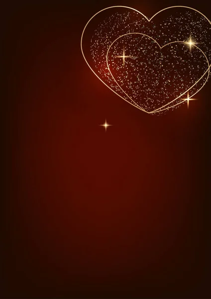 ハッピーバレンタインデーのベクトルイラスト金の心で カード メニュー チラシ クーポン ポスター カバー バナーのテンプレート 愛の輝き — ストックベクタ