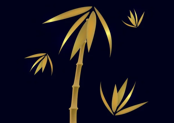 Состав Золотых Листьев Бамбука Дизайне Векторная Иллюстрация — стоковый вектор