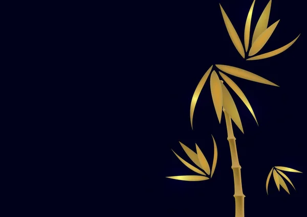 Σύνθεση Από Χρυσά Φύλλα Μπαμπού Σχέδιο Εικονογράφηση Διανύσματος — Διανυσματικό Αρχείο