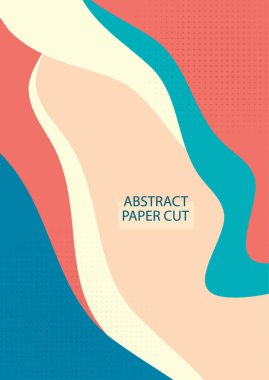 Soyut Dinamik Dalga Yumuşak Turuncu Kağıt Kesim Stili Arkaplan Tasarımı. Vektör illüstrasyonu