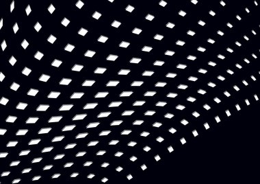 Soyut geometrik arkaplan, siyah arkaplan üzerinde beyaz küçük kare çizgileri. İş ya da teknik sunum. Vektör illüstrasyonu