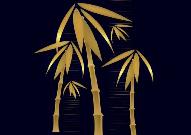 Tasarımda altın bambu yapraklarının bileşimi. Vektör illüstrasyonu