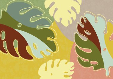 Modern kağıt kesiminde canavar yaprakları. Çok renkli uzuvlar. Reklam ve promosyon için kullanılabilir. Vektör illüstrasyonu